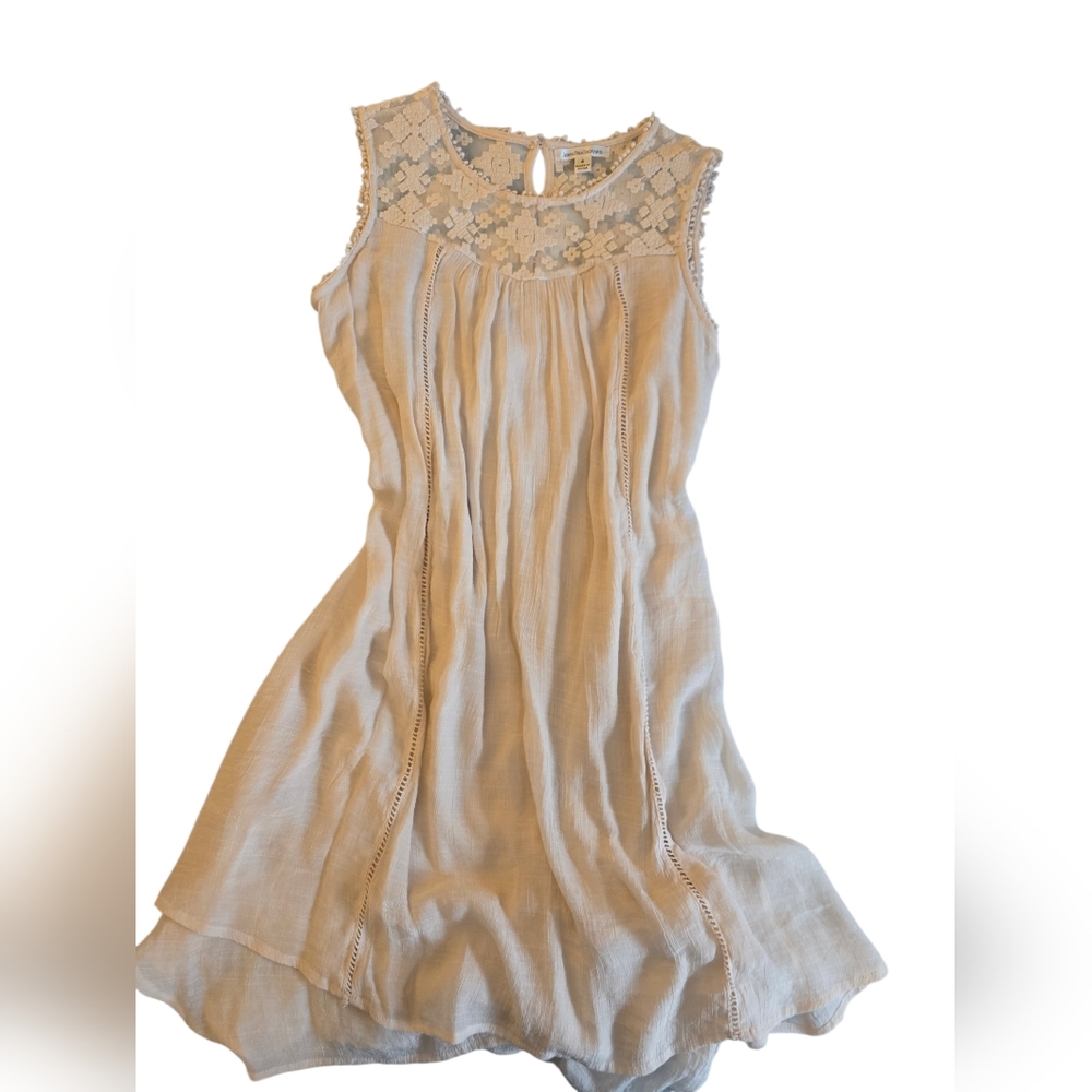 JohnPaulRichard Beige Lace Accent Mini Dress
